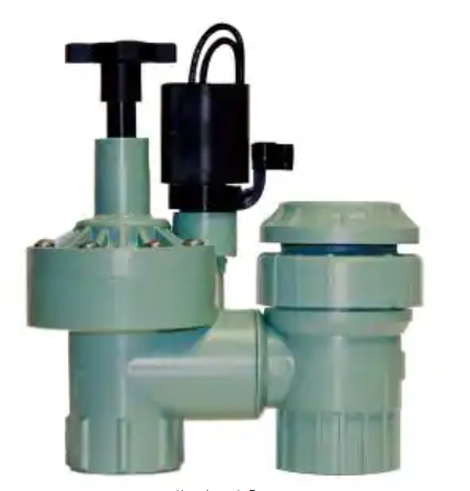 valve and solenoid with backflow prevention built in. 